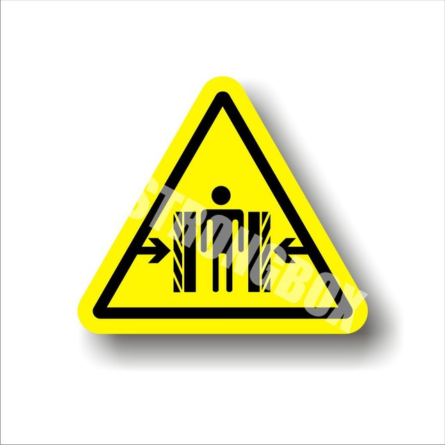 Industrial Safety Decal Sticker caution ENTRAPMENT CRUSHING vert