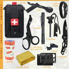 Survival Kits, Gift for Men Dad Husband, Emergency Gear 11 IN 1 CAMPING FIRE SET