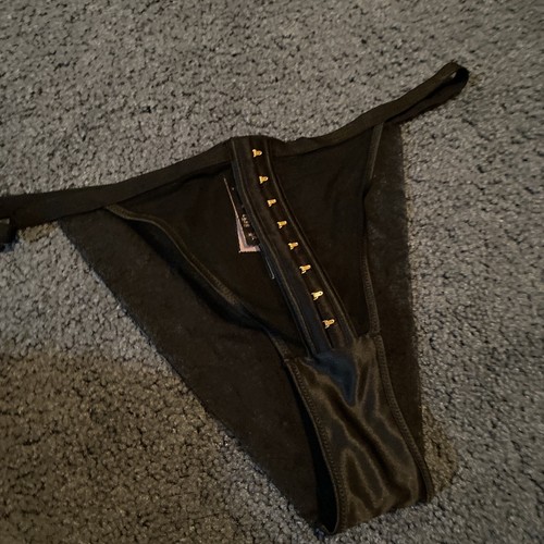 Victoria’s Secret luxuriöses brasilianisches Höschen Dessous schwarz Samtbesatz Größe XL, neu mit Etikett - Bild 1 von 6
