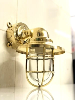 Applique murale en laiton cloisonné luminaire nautique maritime abat-jour lampe - Photo 1/4