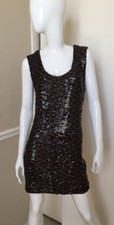 GUESS Los Angeles NEW! Dk Brown Sequin Sleeveless Sheath Dress Sz XS NWOT!