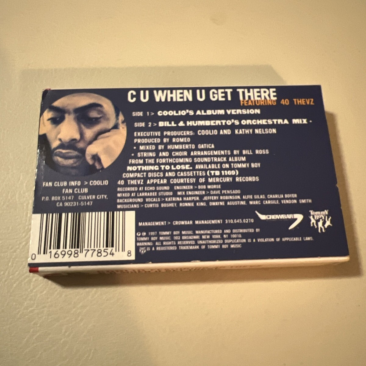 Coolio- Featuring 40 Thevz- C U When U Get There-Cassette Single