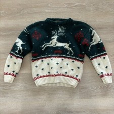 Vintage Eddie Bauer Christmas Reindeer Sweater S