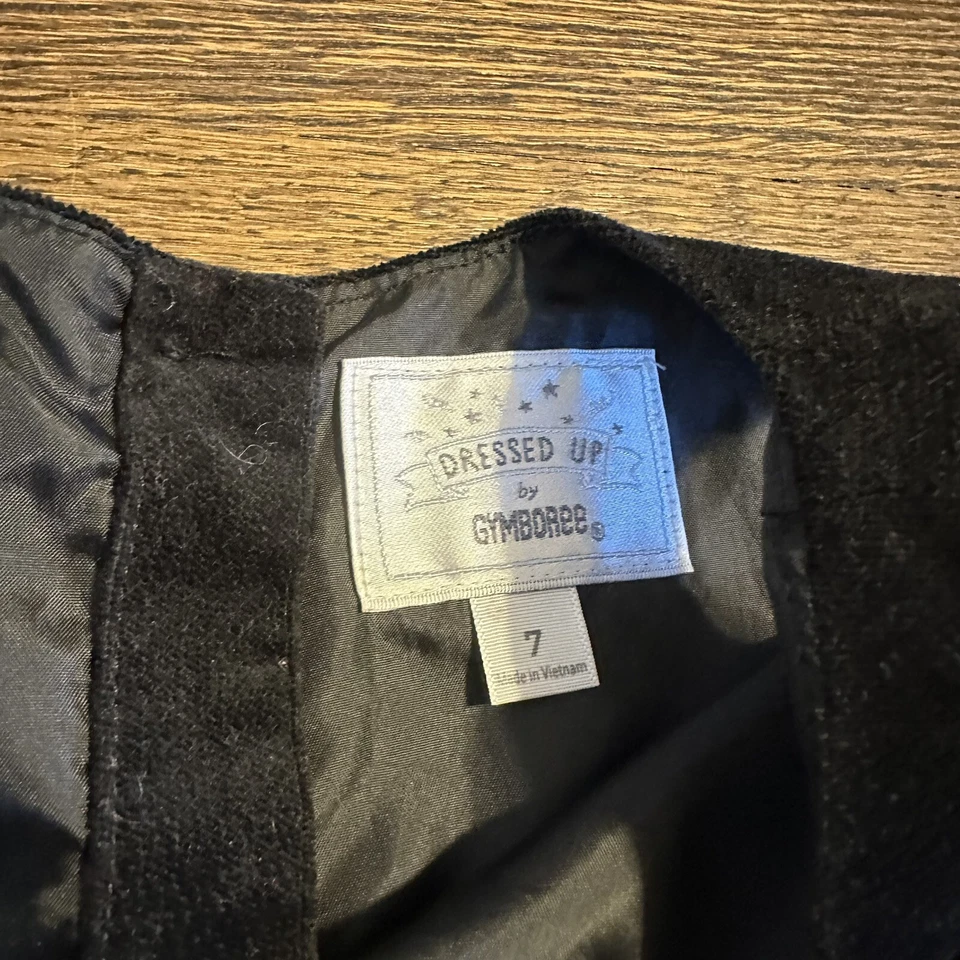 Gymboree Dressed Up Black Velvet And Satin Red Tartan Dress 7 Sleeveless - Image 3 of 3