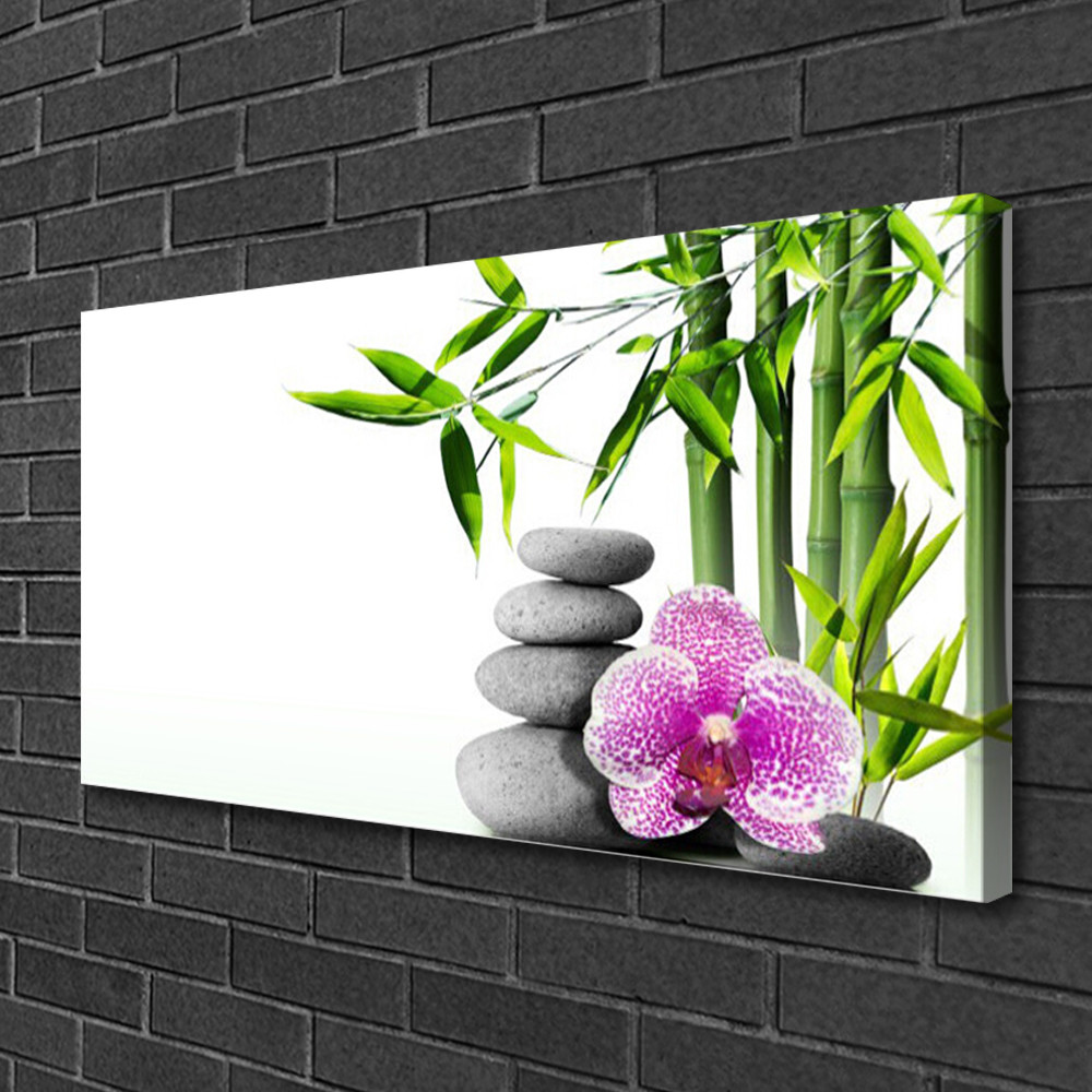 Photo sur toile image tableau impression 100x50 floral bambou pierres fleurs zen