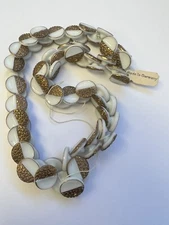 13MM WEST GERMAN VINTAGE GLASS ROUND WHITE & GOLD WITH SELF SHANK BUTTON(24PCS)