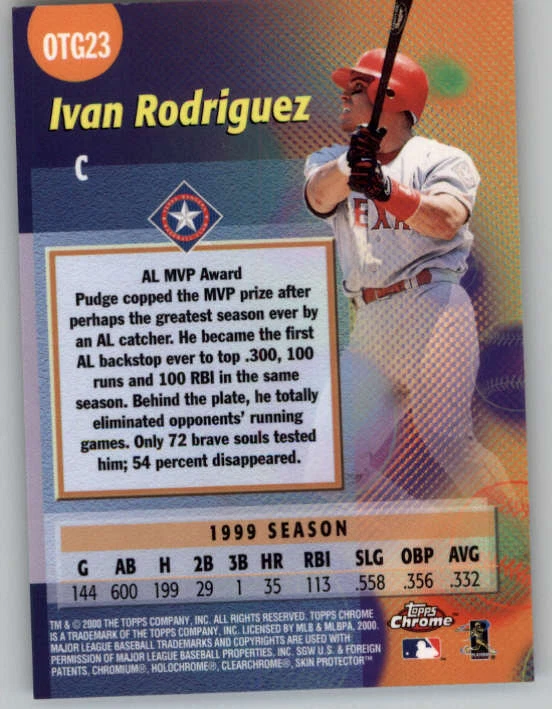 2000 Topps Chrome Own the Game #OTG23 Ivan Rodriguez (ref 155895) - Image 2 of 2