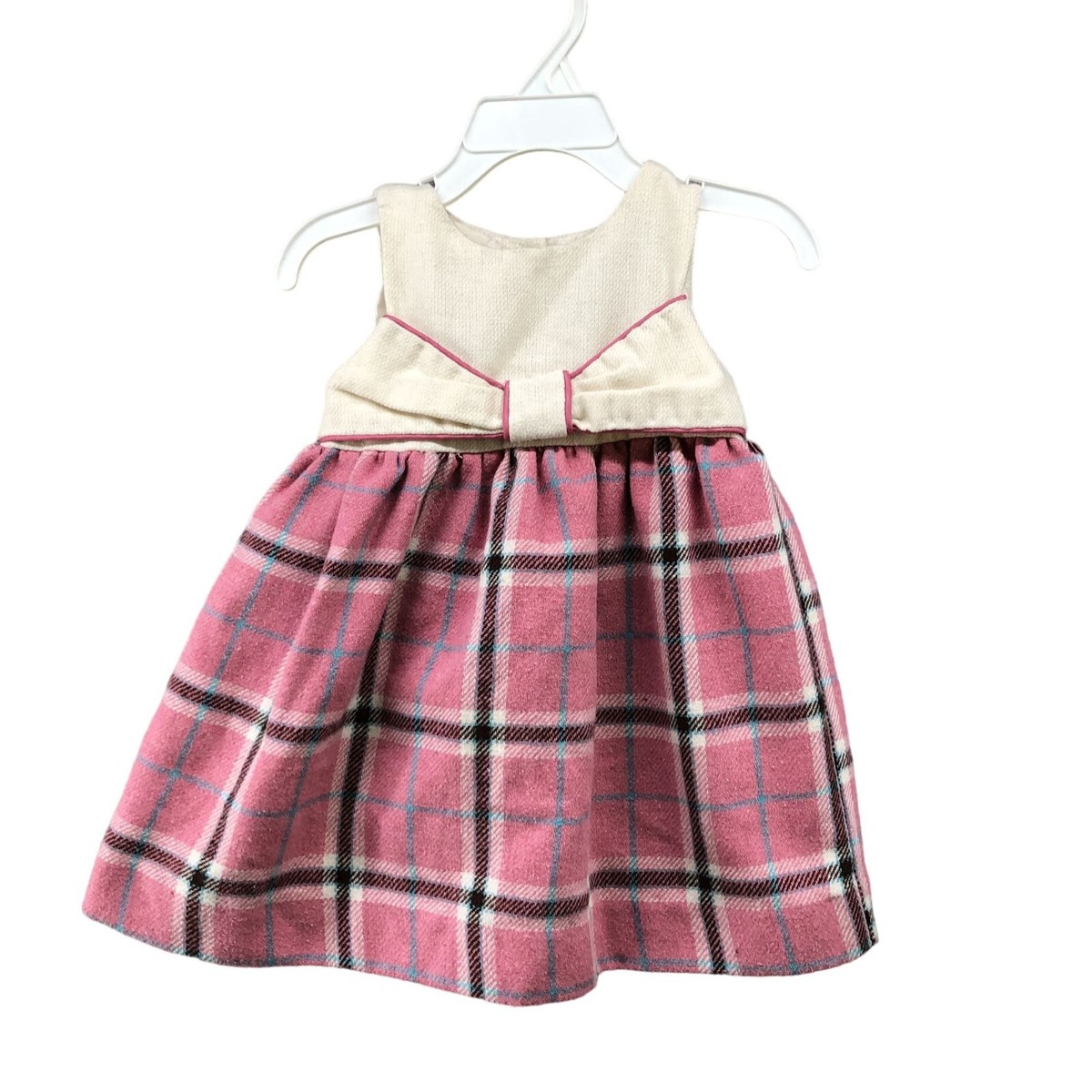 Pink Plaid Pinafore Dress Vintage Polly Flinders Dress Girls 18M