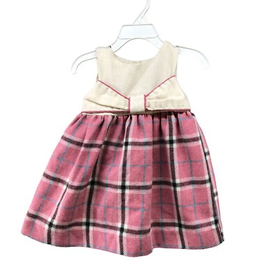 Korean Pink Tartan Pinafore Vintage Polly Flinders Dress Girls 18M