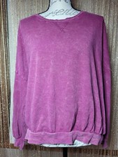 Free People Fuchsia Small Oversized Distressed Sweatshirt Dolman Sleeve