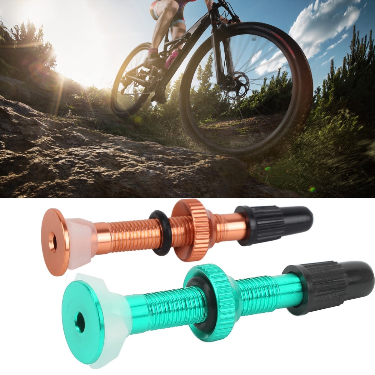 Sourcing Map 8 Tappi Per Valvole Bici In Alluminio Anodizzato - Mountain Bike, Strada, Corsa - Colore Arancione - 2