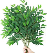 GREENTIME 6 Pack Artificial Italian Ruscus Greenery Stems 23.5'' Faux Green Leaf
