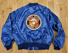 Vtg USMC United States Marine Corp King Louie Pro Fit Zip Satin Jacket Mens L