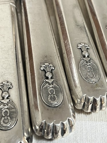 Set, 12 Messer Russland für Polen AБ 84 Zolotniki Silber - Bild 3 von 11