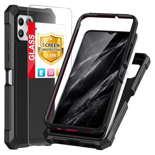 Compatible for T-Mobile Revvl 7 5G Case, with [Tempered Glass Screen Black