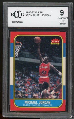 1986-87 Fleer #57 Michael Jordan Rookie Card BGS BCCG 9 Near Mint+