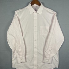Brooks Brothers Dress Shirt 16-34 Pink White Gingham Plaid Madison Supima