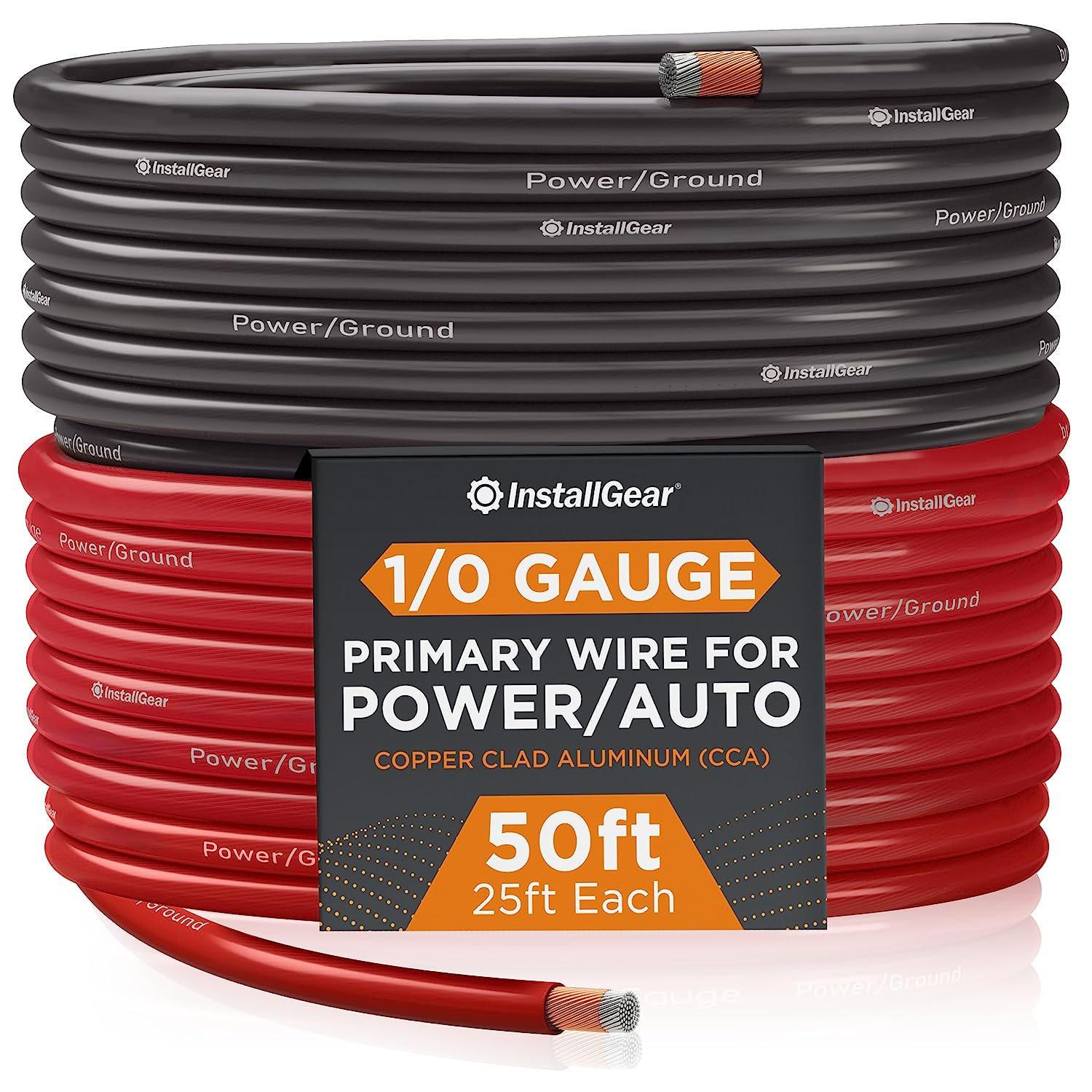 50Ft 1/0 Gauge CCA Primary Automotive Wire Copper Clad Aluminum