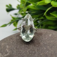 Green Amethyst Gemstone 925 Sterling Silver Women's Ring Size 6 US