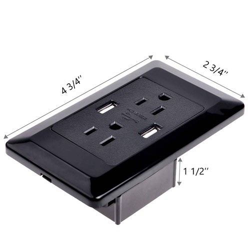 Adaptador de enchufe de pared eléctrico de doble enchufe con interruptor de panel de salida de 2 puertos USB EE. UU. 2A - Imagen 9 de 12