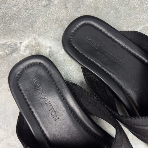Louis Vuitton Thong Sandals Logo Black Leather 9 LV or 10 US or 43 EUR - Picture 19 of 21