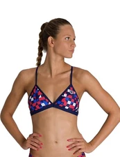 NWT Arena Training multicolored Triangle Bikini top size 30, Max Life, tie back