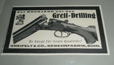 Kleine alte Reklame Greif Greifelt & Co. Suhl Gewehrfabrik Jagd