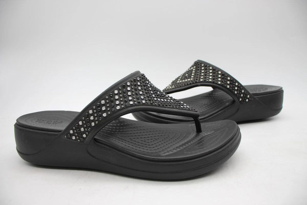 Crocs Ciabatta Donna Monterey Shimmer Women s Size 10 206843 Black Wedge