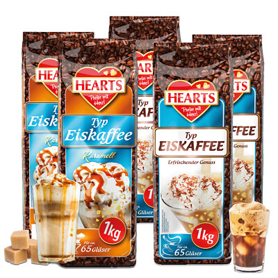 HEARTS Eiskaffee Klassik / Karamell 5 x 1kg Vorratspackung 2 Sommer Sorten