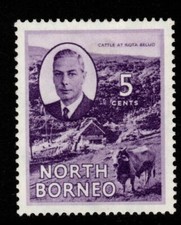 NORTH BORNEO SG360 1950 5c VIOLET MTD MINT