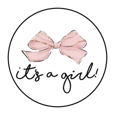 30 IT'S A GIRL ENVELOPE SEALS STICKERS LABELS TAGS 1.5'' PINK BOW BABY SHOWER