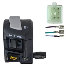 Handlebar Left Control Switch for Hi-Lo Headlight Turn Signal Horn 8 Wire Plug