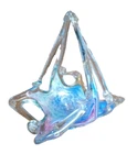 Murano Crystal Clear Hand Blown Art Glass Basket, Made In Italy Vintage