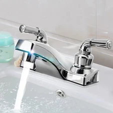 Universal Chrome Plastic Basin Sink Faucet Lavatory 2 Handles Vanity Mixer Tap