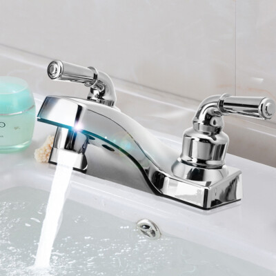 Universal Chrome Plastic Basin Sink Faucet Lavatory 2 Handles Vanity Mixer Tap