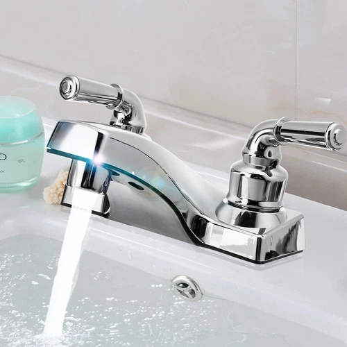 Universal Chrome Plastic Basin Sink Faucet Lavatory 2 Handles Vanity Mixer Tap
