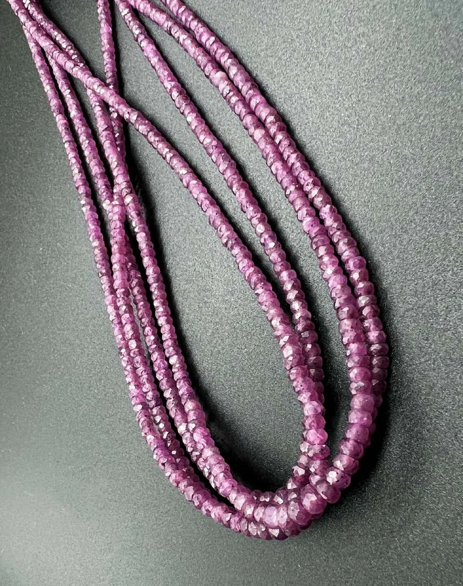 Natural Ruby Faceted Rondelle Beads African Ruby Stone Necklace