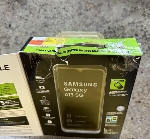 Simple Mobile Samsung Galaxy A13 5G 64GB Black 6.5" Prepaid Smartphone Brand New - Afbeelding 2 van 7
