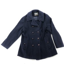 Mackintosh 100% Wool Peacoat Womens Size L Button Front Navy Blue Euc