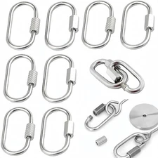 8 PCS Stainless Steel D Shape Quick Link Chain Small Locking Carabiner Screw Loc