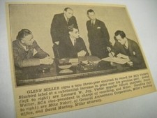 GLENN MILLER signs contract w/ RCA Victor Bluebird 1941 music biz promo pic/text