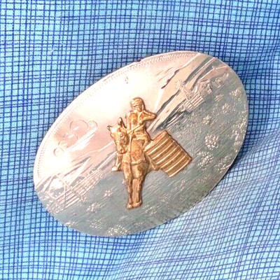 Barrel Racing Cowgirl Dress Belt Buckle Rodeo German Silver Vtg Comstock .QRT918