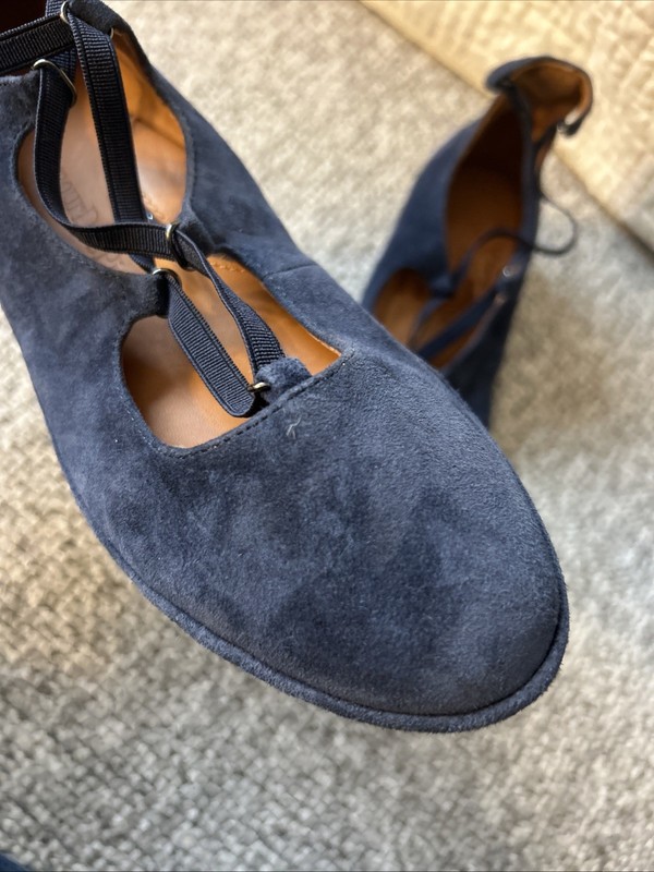 NEW! L'Amour Des Pieds Benham Low Wedge Heels Blue Suede Leather Size 7 Women’s