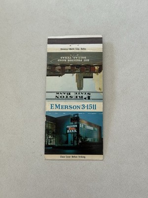 Preston State Bank Dallas Texas Vintage Matchbook Cover 2E