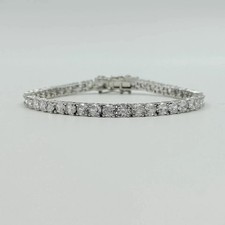 Brazalete de tenis para mujer de diamantes con acabado de oro blanco de 14 quilates creado en laboratorio de corte redondo de 5 quilates