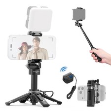 NEEWER Mini Tripod for Phone, Foldable Selfie Stick, Remote Shoe, PA986 Black
