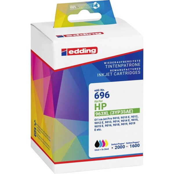 Edding Druckerpatrone Ersetzt Hp 963XL, 3JA30AE Kompatibel Kombi-Pack Schwarz,-image