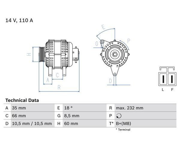 Generator Bosch 0986048301 FüR Opel Astra H Astra H Caravan-image