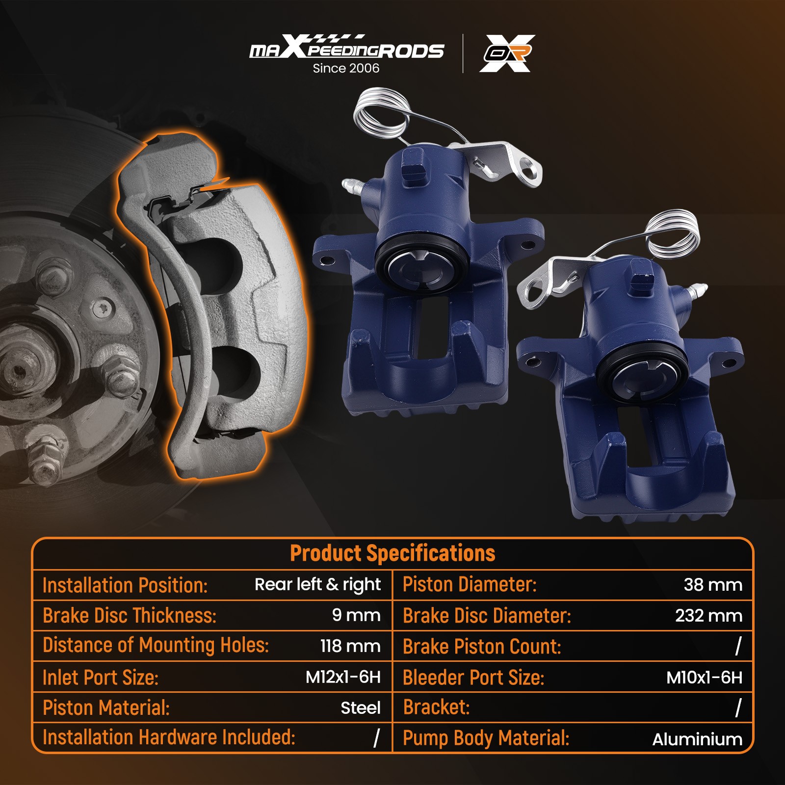 2X BRAKE CALIPER REAR LEFT + RIGHT Kit FOR VW GOLF MK 4 1J NEW C 1Y POLO 9N KIT - Image 2