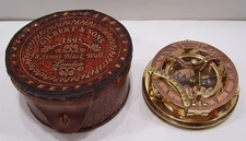 Antique Style Brass Sundial Compass with Leather Case – Vintage Nautical Compass